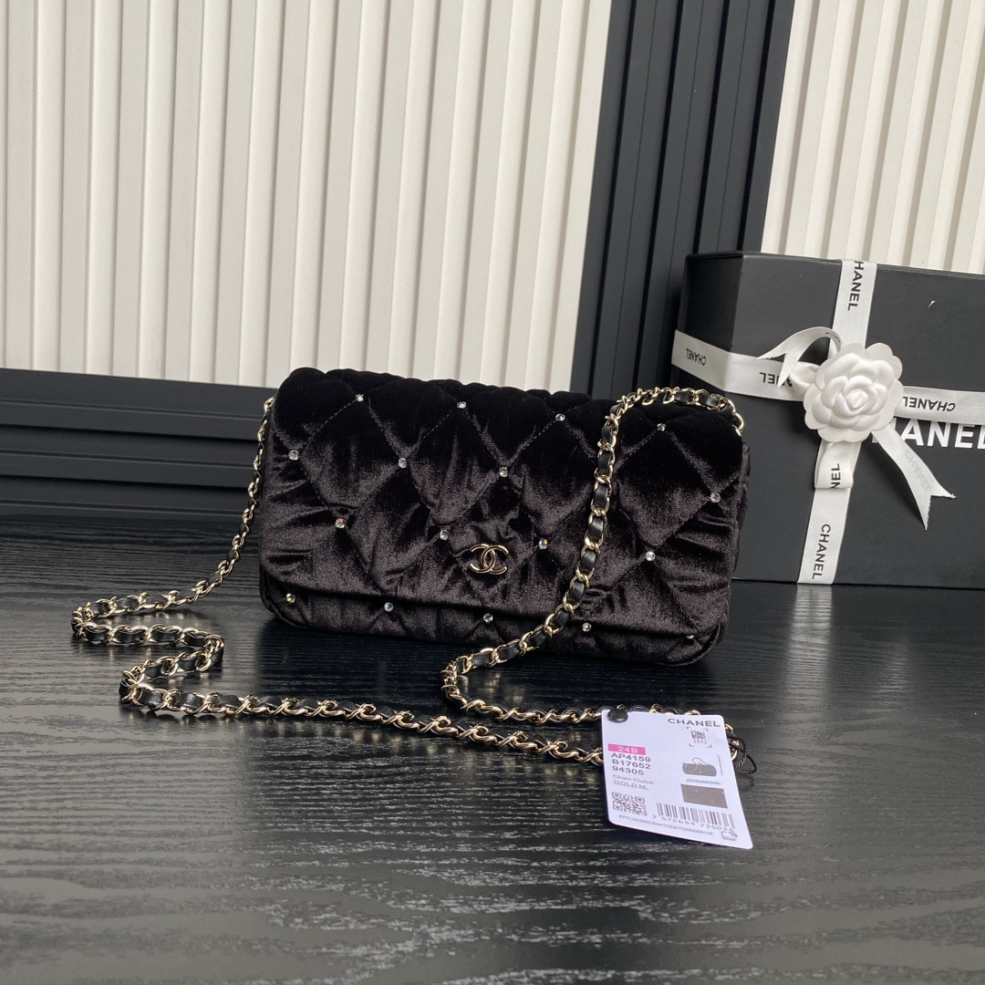 Ch*el clutch with chain 13×23×5cm